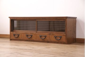 ラフジュ工房オリジナル　古建具リメイク　和モダンの空間づくりにおすすめのテレビ台(テレビボード、ローボード、リビングボード、収納棚)(R-051240)