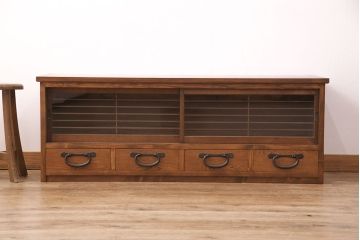 ラフジュ工房オリジナル　古建具リメイク　和モダンの空間づくりにおすすめのテレビ台(テレビボード、ローボード、リビングボード、収納棚)(R-051240)
