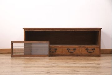 ラフジュ工房オリジナル　古建具リメイク　和モダンの空間づくりにおすすめのテレビ台(テレビボード、ローボード、リビングボード、収納棚)(R-051240)