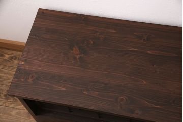 ラフジュ工房オリジナル　古建具リメイク　格子の彫刻が可愛らしいアクセントになっているテレビ台(テレビボード、ローボード、リビングボード、収納棚)(R-051241)