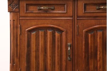 和製ヴィンテージ　国産　華やかさを演出する彫り装飾が魅力的なキャビネット(収納棚、戸棚、食器棚、ビンテージ)(R-051243)