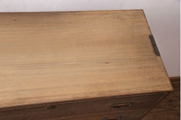 アンティーク家具　昭和初期　総桐材　渋り色合いとすっきりした佇まいが魅力の二段重ねチェスト(サイドチェスト、引き出し、桐箪笥、桐たんす)(R-051245)