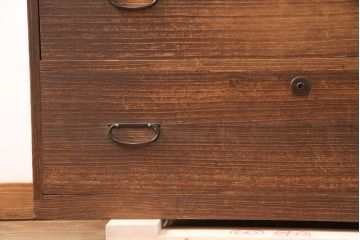 アンティーク家具　昭和初期　総桐材　渋り色合いとすっきりした佇まいが魅力の二段重ねチェスト(サイドチェスト、引き出し、桐箪笥、桐たんす)(R-051245)