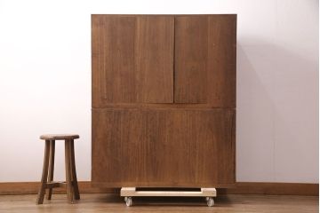 アンティーク家具　昭和初期　総桐材　渋り色合いとすっきりした佇まいが魅力の二段重ねチェスト(サイドチェスト、引き出し、桐箪笥、桐たんす)(R-051245)