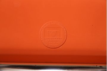 ヴィンテージ家具　北欧ビンテージ　スウェーデン　OVERMAN社製　鮮やかなオレンジカラーが空間のアクセントになるポリプロップスチェア2脚セット(スタッキングチェア、会議用チェア、オフィスチェア、ビンテージ)(R-051249)