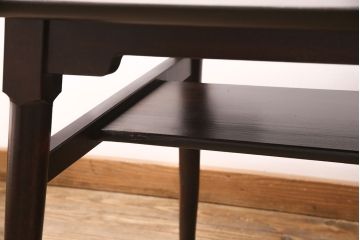 ビンテージ家具　松本民芸家具　洗練された佇まいが魅力の棚付きダイニングテーブル(食卓、2人掛け、ヴィンテージ)(R-051261)
