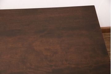 ビンテージ家具　松本民芸家具　洗練された佇まいが魅力の棚付きダイニングテーブル(食卓、2人掛け、ヴィンテージ)(R-051262)