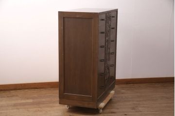 ビンテージ家具　京都産　神戸洋家具　ペイント仕上げ限定　連なった彫が見事!まるで美術品のようなチェスト(引き出し、衣装タンス、ヴィンテージ)(R-051271)