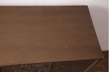 ビンテージ家具　京都産　神戸洋家具　ペイント仕上げ限定　連なった彫が見事!まるで美術品のようなチェスト(引き出し、衣装タンス、ヴィンテージ)(R-051271)
