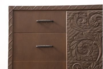 ビンテージ家具　京都産　神戸洋家具　ペイント仕上げ限定　連なった彫が見事!まるで美術品のようなチェスト(引き出し、衣装タンス、ヴィンテージ)(R-051271)