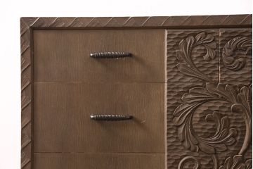 ビンテージ家具　京都産　神戸洋家具　ペイント仕上げ限定　連なった彫が見事!まるで美術品のようなチェスト(引き出し、衣装タンス、ヴィンテージ)(R-051273)
