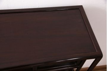 中古　美品　国産指物家具　漆塗りが美しい総シタン材製の飾り棚(茶棚、収納棚、戸棚)(R-051275)