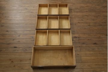 和製アンティーク　山葉(ヤマハ)家具風　ナラ材製のスタッキングキャビネット(収納棚、戸棚引き出し、チェスト)(R-051277)
