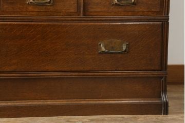 和製アンティーク　山葉(ヤマハ)家具風　ナラ材製のスタッキングキャビネット(収納棚、戸棚引き出し、チェスト)(R-051277)