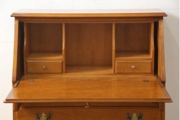 中古　横浜クラシック家具　ダニエル(Daniel)　アーリーアメリカン　気品漂うライティングビューロー(ワークデスク、机、在宅ワーク、在宅用チェスト)(R-051279)