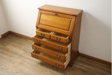 中古　横浜クラシック家具　ダニエル(Daniel)　アーリーアメリカン　気品漂うライティングビューロー(ワークデスク、机、在宅ワーク、在宅用チェスト)(R-051279)