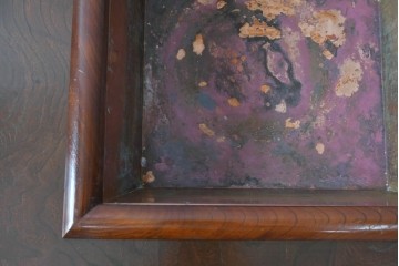 中古　民芸家具　美しい杢目と上品な金具が魅力の角火鉢(関西火鉢)(R-051284)