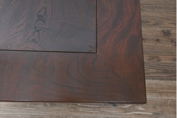 中古　民芸家具　美しい杢目と上品な金具が魅力の角火鉢(関西火鉢)(R-051284)