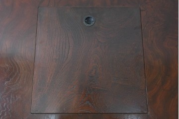 中古　民芸家具　美しい杢目と上品な金具が魅力の角火鉢(関西火鉢)(R-051284)