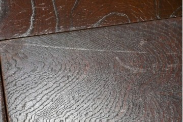 中古　民芸家具　美しい杢目と上品な金具が魅力の角火鉢(関西火鉢)(R-051284)