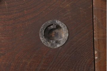 中古　民芸家具　美しい杢目と上品な金具が魅力の角火鉢(関西火鉢、木製火鉢、長火鉢、囲炉裏、座卓)(R-051284)