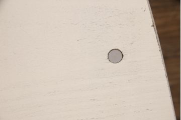 ヴィンテージ家具　ジャパンビンテージ　チトセ(Chitose)　ホワイトのペイントがスタイリッシュな雰囲気を醸しだすデスクチェア(回転チェア、板座チェア)(R-051289)