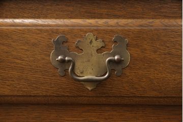 中古　超美品　横浜ダニエル(daniel)　ナラ材仕立てが珍しい特注品の食器棚(キャビネット、収納棚、ブックケース、本箱、飾り棚)(定価約100万円)(R-051291)