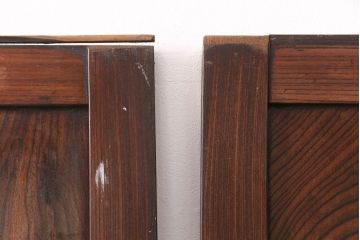 和製アンティーク　総ケヤキ材　年月を経た風合いが貫禄漂う帯戸2枚セット(板戸、引き戸、建具)(R-051292)