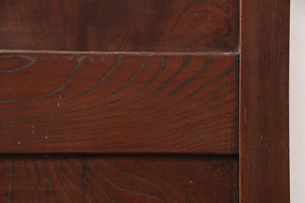 和製アンティーク　総ケヤキ材　年月を経た風合いが貫禄漂う帯戸2枚セット(板戸、引き戸、建具)(R-051292)