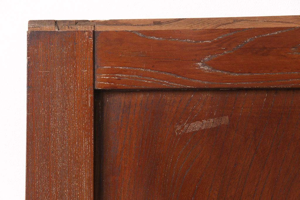 和製アンティーク　総ケヤキ材　年月を経た風合いが貫禄漂う板戸2枚セット(引き戸、建具)(R-051294)