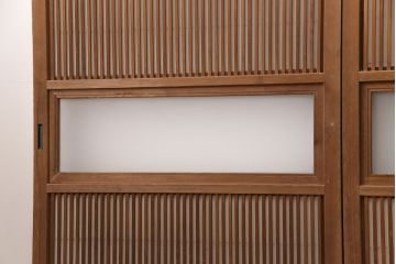 和製アンティーク　情緒ある和の雰囲気作りにおすすめの裏障子戸付き格子戸4枚セット(建具、引き戸)(R-051295)