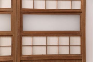 和製アンティーク　情緒ある和の雰囲気作りにおすすめの裏障子戸付き格子戸4枚セット(建具、引き戸)(R-051295)