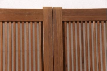 和製アンティーク　情緒ある和の雰囲気作りにおすすめの裏障子戸付き格子戸4枚セット(建具、引き戸)(R-051295)