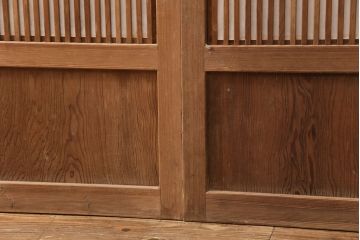 和製アンティーク　情緒ある和の雰囲気作りにおすすめの裏障子戸付き格子戸4枚セット(建具、引き戸)(R-051295)