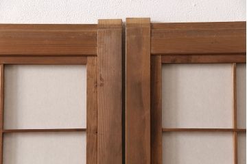 和製アンティーク　情緒ある和の雰囲気作りにおすすめの裏障子戸付き格子戸4枚セット(建具、引き戸)(R-051295)