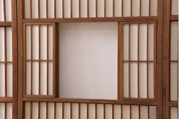 和製アンティーク　風情を高める猫間障子戸4枚セット(引き戸、建具)(R-051298)