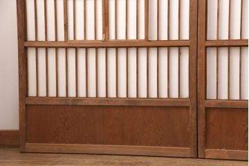 和製アンティーク　風情を高める猫間障子戸4枚セット(引き戸、建具)(R-051298)