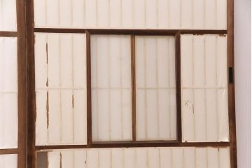 和製アンティーク　風情を高める猫間障子戸4枚セット(引き戸、建具)(R-051298)