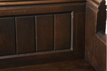 イギリスアンティーク　オーク材　使い込まれた風合いが味わい深いチャーチベンチ(長椅子、木製ベンチ)(R-051299)