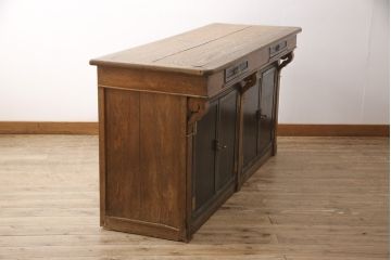 フランスアンティーク　リメイク品　オーク材　ブルックリンスタイルにおすすめのカウンター(キャビネット、作業台、収納棚)(R-051303)