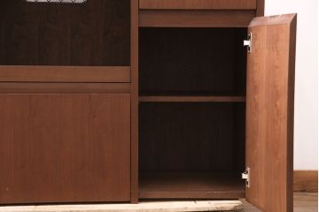 中古　美品　リアルスタイル製(Real Style)　ウォールナット材　シンプルで取り入れやすいキッチンカウンターボード(収納棚、戸棚)(R-051306)
