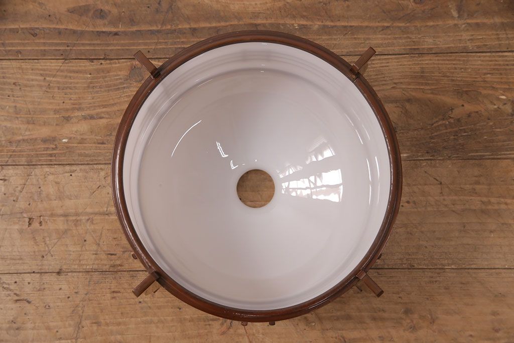 アンティーク照明　和の趣を高める木製フレームが素敵なペンダントライト(天井照明、吊り下げ照明)(R-051312)