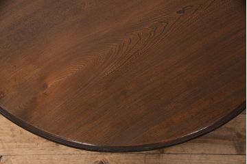 和製アンティーク　栓材　レトロな空間づくりに活躍する丸型ちゃぶ台(座卓、ローテーブル、折り畳みテーブル)(R-051315)