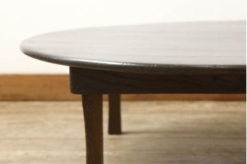 和製アンティーク　栓材　レトロな空間づくりに活躍する丸型ちゃぶ台(座卓、ローテーブル、折り畳みテーブル)(R-051316)