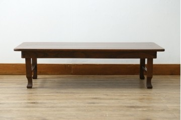 和製アンティーク　ヒノキ材・ケヤキ材　レトロな空間づくりに活躍する横長タイプのちゃぶ台　(R-051318)