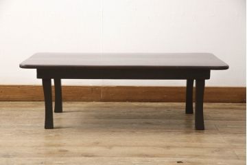 アンティーク家具　栓材　使い込まれた風合いがレトロな雰囲気を高める折り畳みちゃぶ台(座卓、ローテーブル)(R-051325)