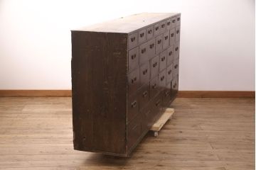 アンティーク家具　明治期　天板・脚(台輪)付きリメイク　上下分割して使いやすいサイズに生まれ変わる2段重ねローボード(引き出し、リビングボード、テレビ台、テレビボード、ローチェスト)(R-051328)
