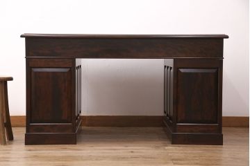 ヴィンテージ　松本民芸家具　シックな色合いが上品なM型両袖机(両袖デスク、ワークデスク、ビンテージ)(定価約63万円)(R-051353)