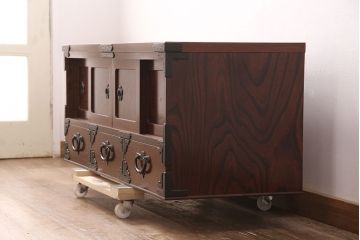 中古　美品　岩谷堂箪笥　菊幸作　上質な和の空間を演出するローボード(テレビボード、テレビ台、リビングボード、収納棚)(R-051355)
