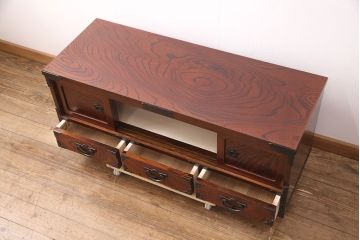 中古　美品　岩谷堂箪笥　菊幸作　上質な和の空間を演出するローボード(テレビボード、テレビ台、リビングボード、収納棚)(R-051355)